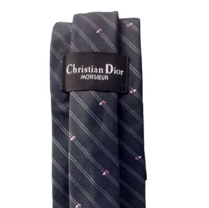 Christian Dior Grey Pinstripe Tie